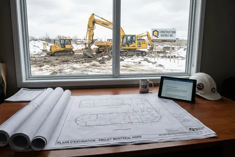 Plans de chantier avec calculs d'estimation — Estimations excavation Gestimatech