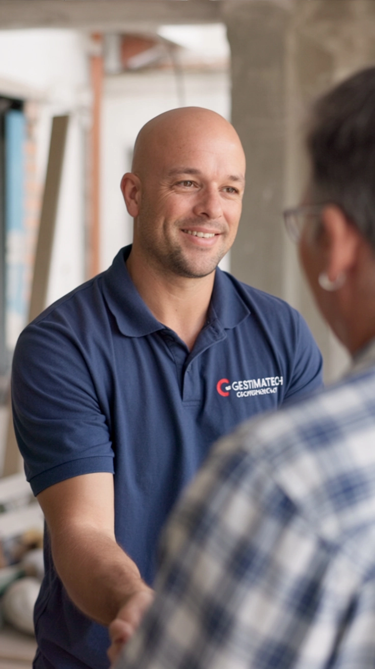 Jean-François Perreault en poignée de main avec un entrepreneur — relation de confiance